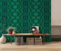 Emerald Green Geometric Lattice Wallpaper - AMBER DESIGN wallpaper Wallpaper⁠