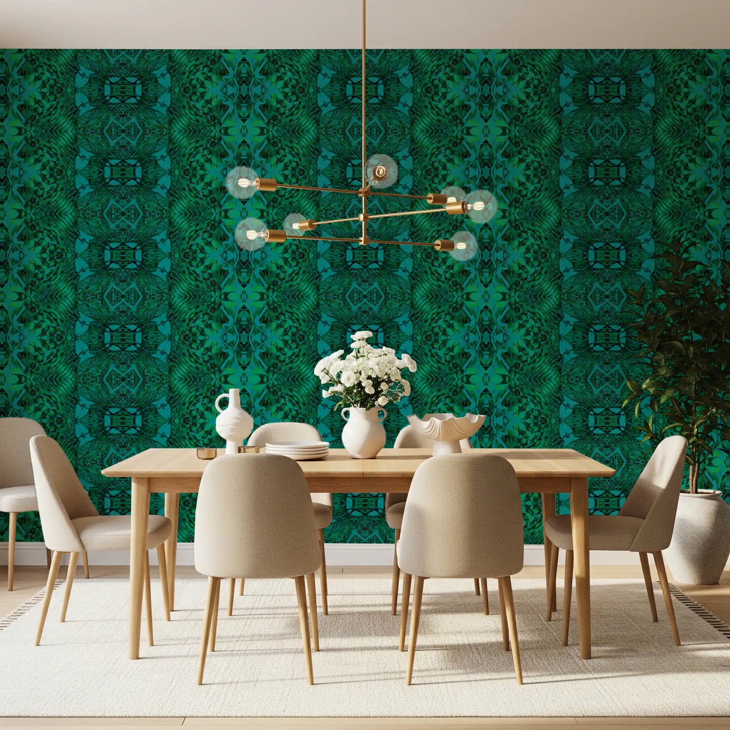 Emerald Green Geometric Lattice Wallpaper - AMBER DESIGN wallpaper Wallpaper⁠