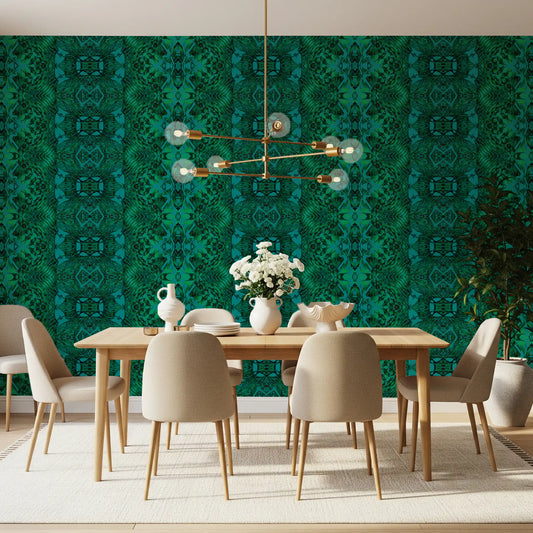 Emerald Green Geometric Lattice Wallpaper - AMBER DESIGN wallpaper Wallpaper⁠
