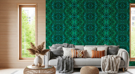 Emerald Green Geometric Lattice Wallpaper - AMBER DESIGN wallpaper Wallpaper⁠