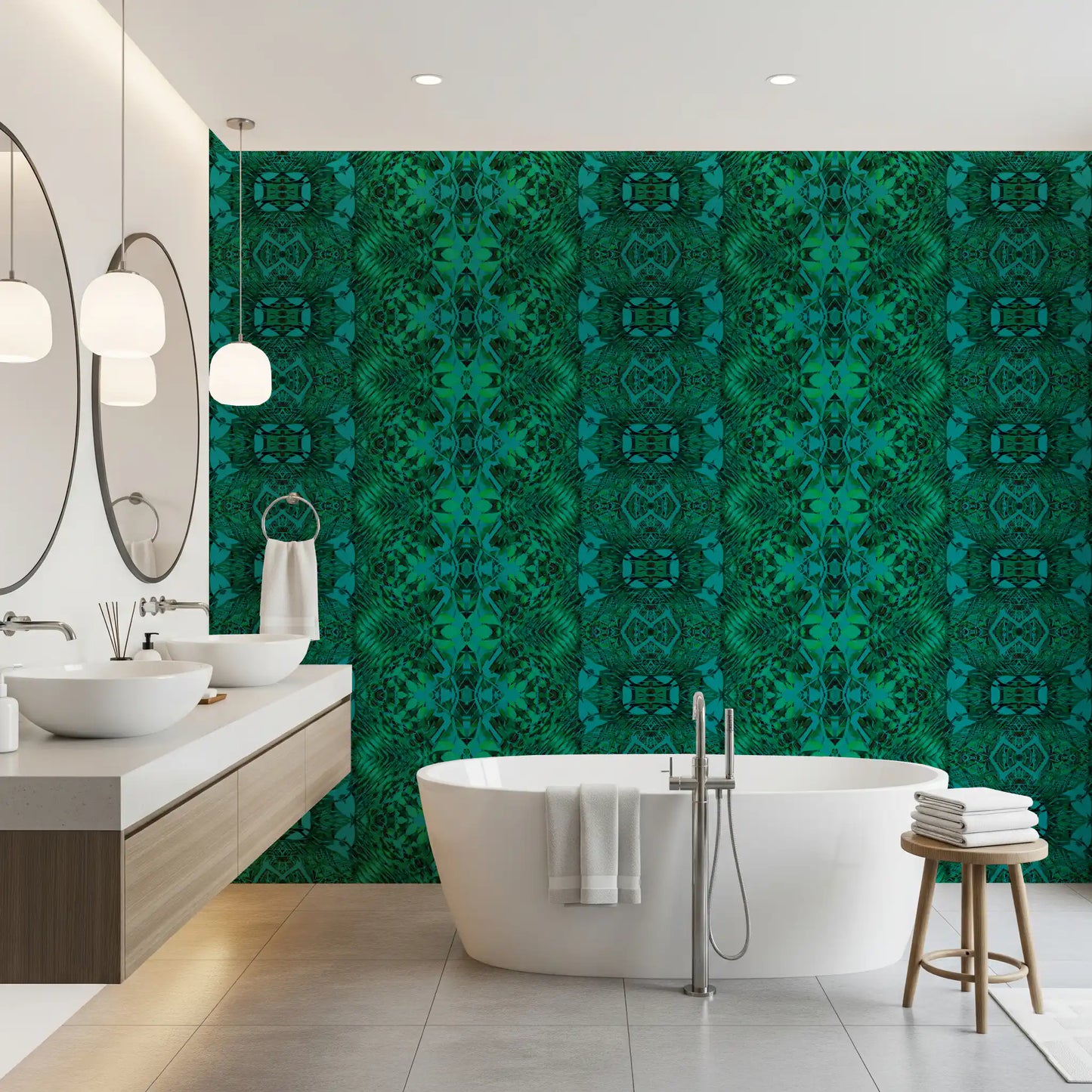 Emerald Green Geometric Lattice Wallpaper - AMBER DESIGN wallpaper Wallpaper⁠
