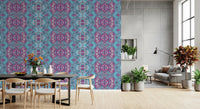 Magenta & Turquoise Abstract Ornamental Lattice Wallpaper - AMBER DESIGN Wallpaper Wallpaper⁠