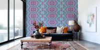 Magenta & Turquoise Abstract Ornamental Lattice Wallpaper - AMBER DESIGN Wallpaper Wallpaper⁠