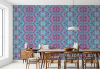 Magenta & Turquoise Abstract Ornamental Lattice Wallpaper - AMBER DESIGN Wallpaper Wallpaper⁠