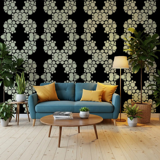 Ivory & Black Floral Vine Wallpaper -  CARDAMINE DESIGN  Wallpaper⁠