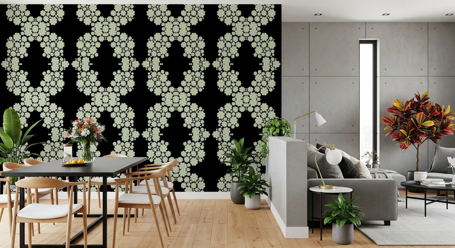 Ivory & Black Floral Vine Wallpaper -  CARDAMINE DESIGN  Wallpaper⁠