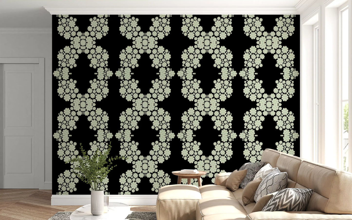 Ivory & Black Floral Vine Wallpaper -  CARDAMINE DESIGN  Wallpaper⁠