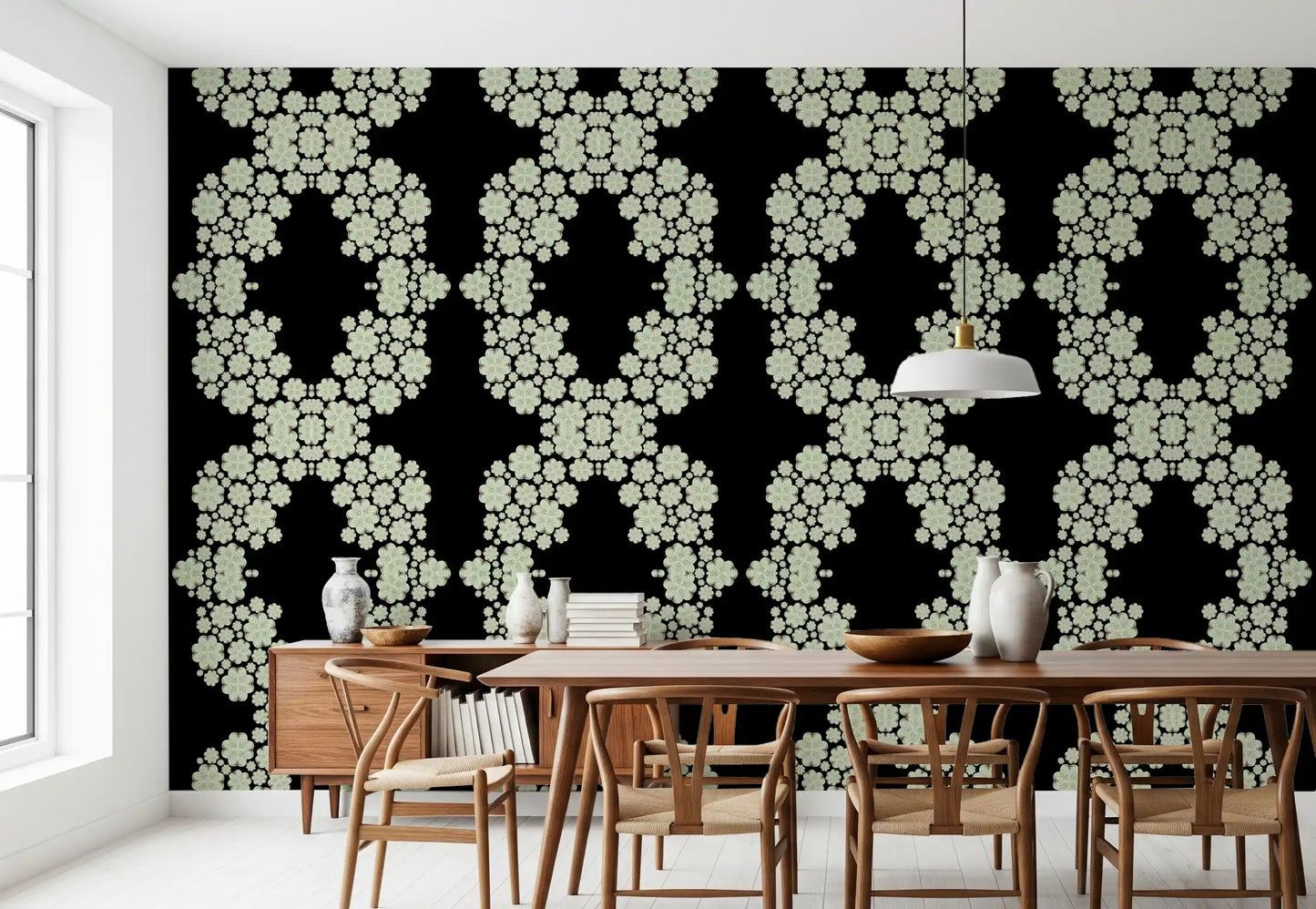 Ivory & Black Floral Vine Wallpaper -  CARDAMINE DESIGN  Wallpaper⁠