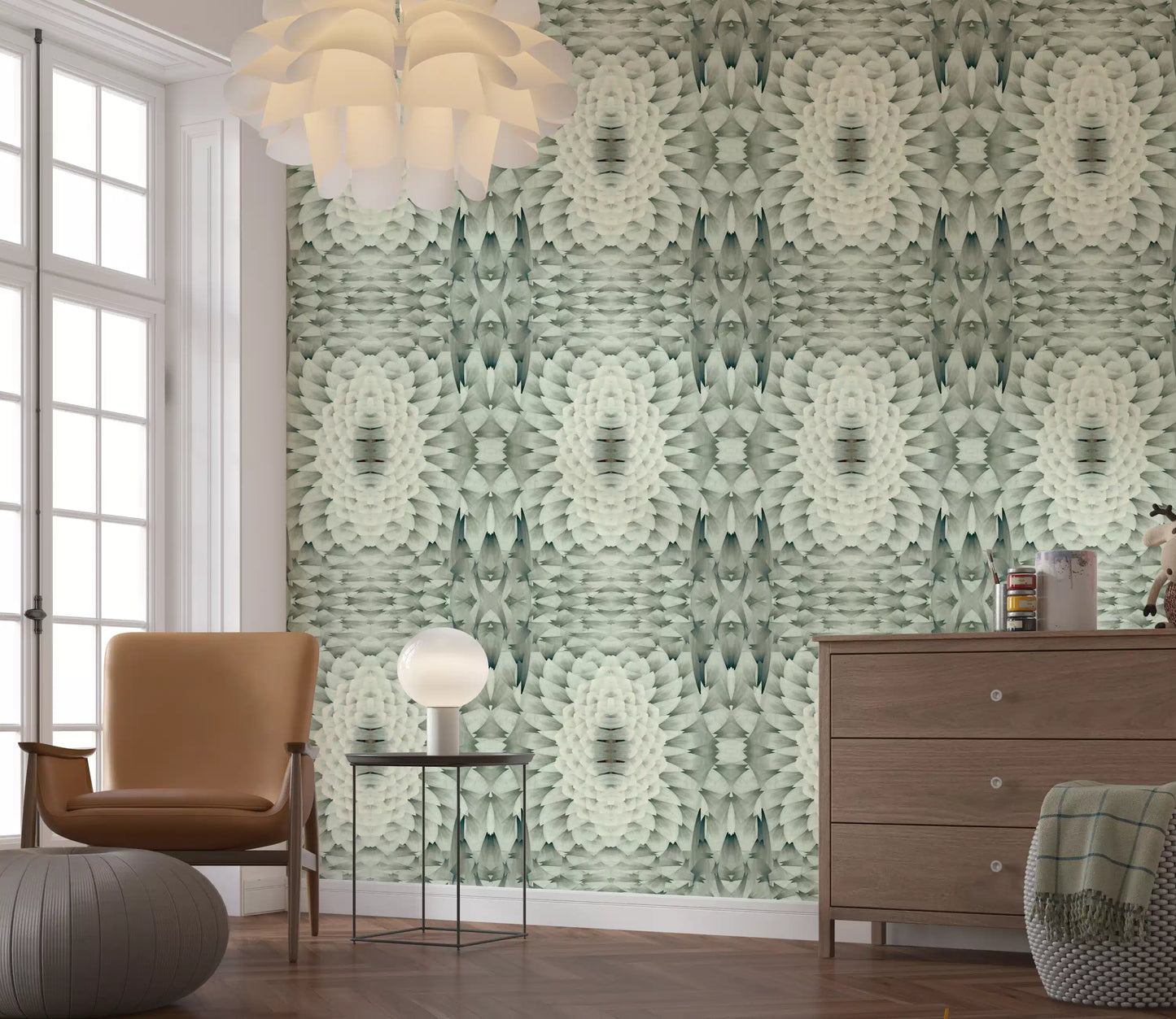 Papier peint floral géométrique sculptural - Papier peint GARDENIA DESIGN⁠