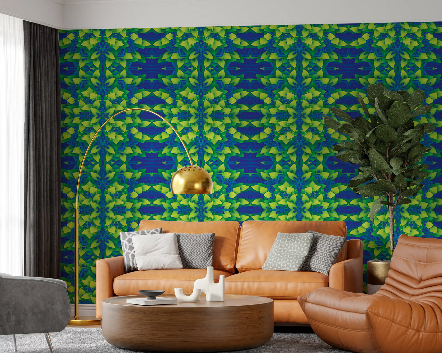 Tapete Electric Lime Geometric Bloom – IKEBANA DESIGN Tapete⁠
