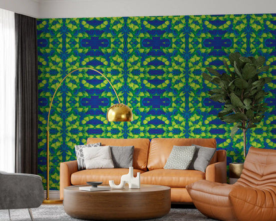 Electric Lime Geometric Bloom - IKEBANA Wallpaper⁠