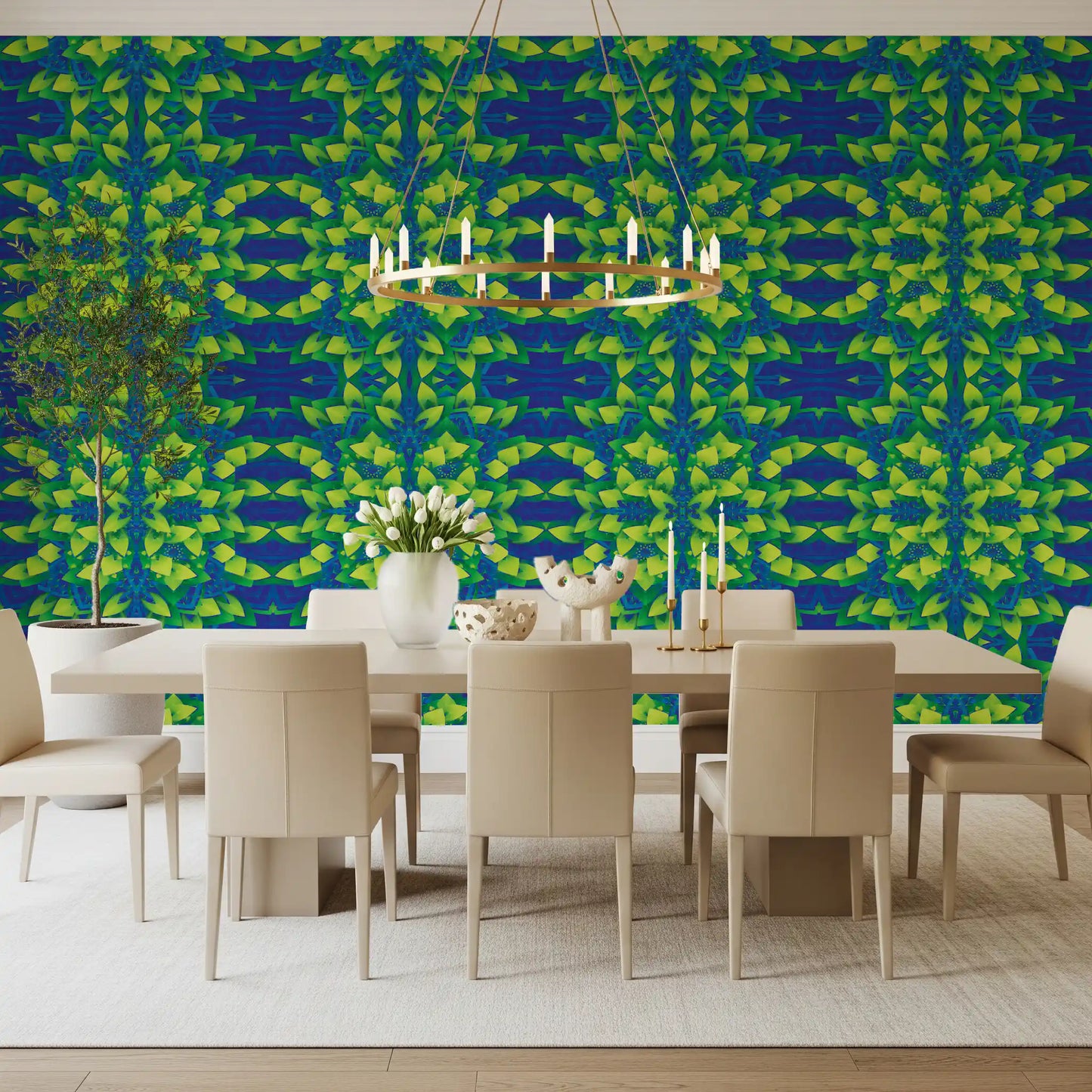 Tapete Electric Lime Geometric Bloom – IKEBANA DESIGN Tapete⁠