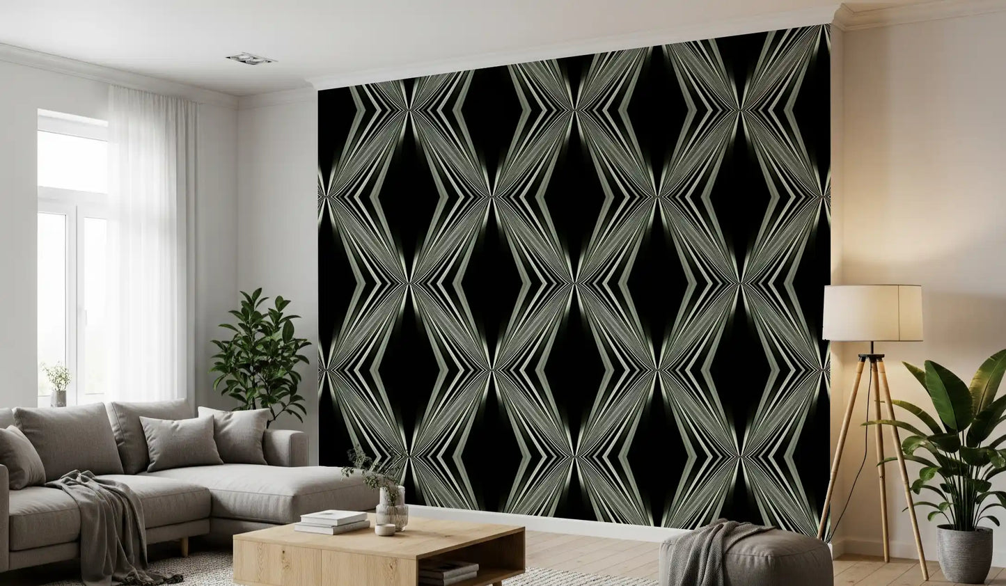 Schwarz-weißes geometrisches Diamantprisma – MALCOLM Tapete