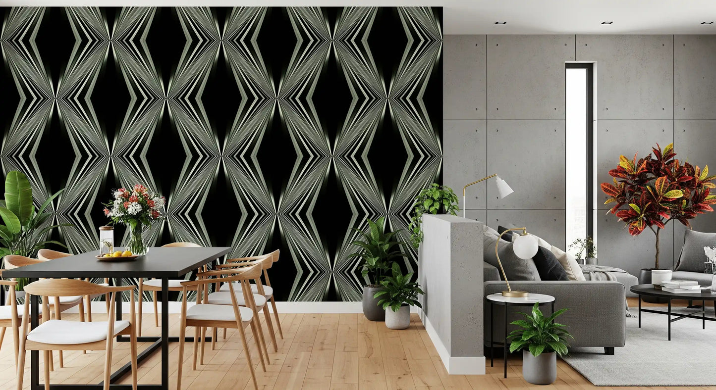 Schwarz-weißes geometrisches Diamantprisma – MALCOLM Tapete