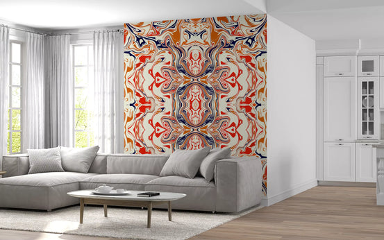 Orange & Röd Samtida Ornamenterad Kakel - ANDORRA Väggmålning
