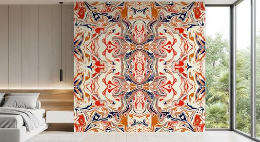 Piastrella Ornamentale Contemporanea Arancione e Rossa - Murale da Parete ANDORRA