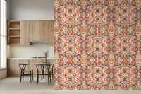 Papier peint ANDORRA Carreau ornemental contemporain orange et rouge