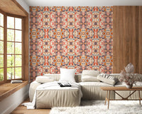 Papier peint ANDORRA Carreau ornemental contemporain orange et rouge
