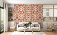 Papier peint ANDORRA Carreau ornemental contemporain orange et rouge
