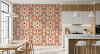 Papier peint ANDORRA Carreau ornemental contemporain orange et rouge