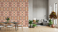 Papier peint ANDORRA Carreau ornemental contemporain orange et rouge