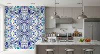 Tapet mural ANDORRA cu model ornamental contemporan albastru și verde teal