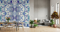 Tapet mural ANDORRA cu model ornamental contemporan albastru și verde teal