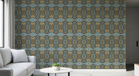 Blue Gray & Camel Retro Geometric Medallion - MOSQUITO Wallpaper⁠