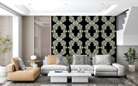 Schwarz & Elfenbein Diamantblumen-Gitter – CARDAMINE Tapete⁠