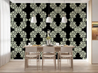 Schwarz & Elfenbein Diamantblumen-Gitter – CARDAMINE Tapete⁠