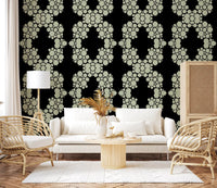 Schwarz & Elfenbein Diamantblumen-Gitter – CARDAMINE Tapete⁠