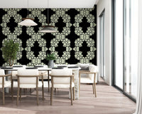 Schwarz & Elfenbein Diamantblumen-Gitter – CARDAMINE Tapete⁠