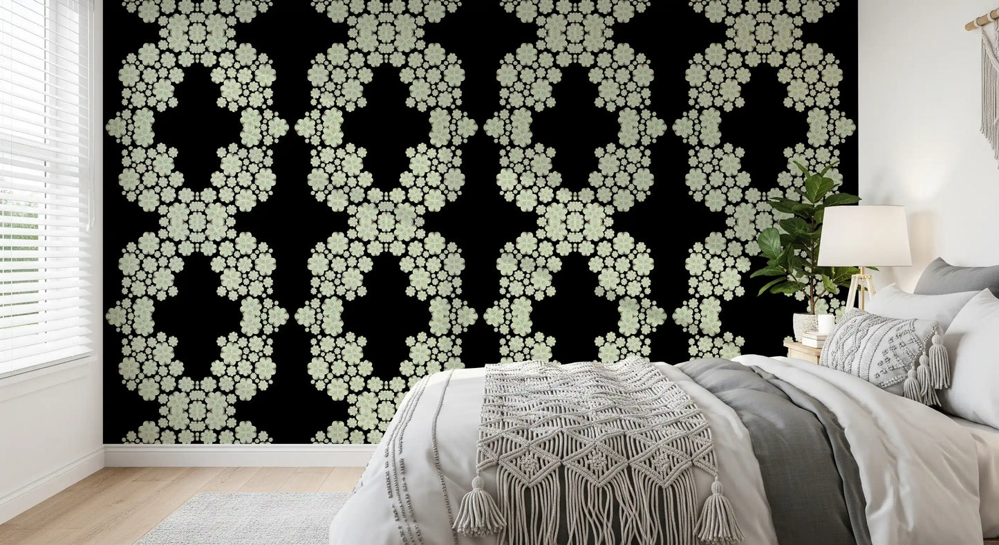 Schwarz & Elfenbein Diamantblumen-Gitter – CARDAMINE Tapete⁠