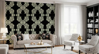 Schwarz & Elfenbein Diamantblumen-Gitter – CARDAMINE Tapete⁠