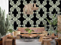 Schwarz & Elfenbein Diamantblumen-Gitter – CARDAMINE Tapete⁠