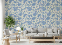 Trailing Indina Floral - Light Blue and Beige Wallpaper Wallpaper⁠