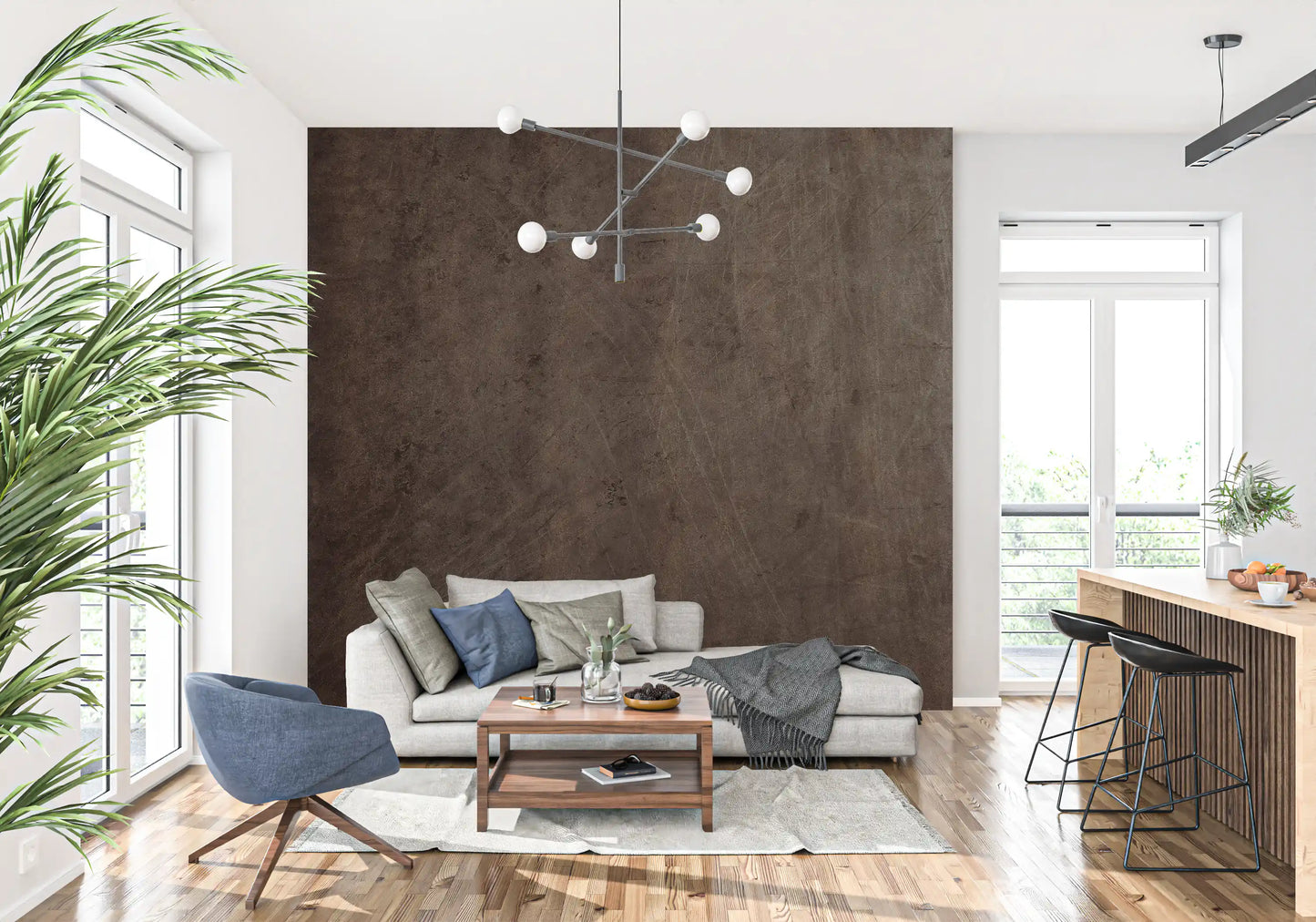 Zarysowany zamsz - mural ścienny Mocha