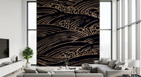 Wandbild mit vergoldeten, rollenden japanischen Wellen