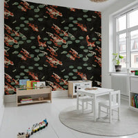 Papier peint mural Étang de carpes koï avec libellules