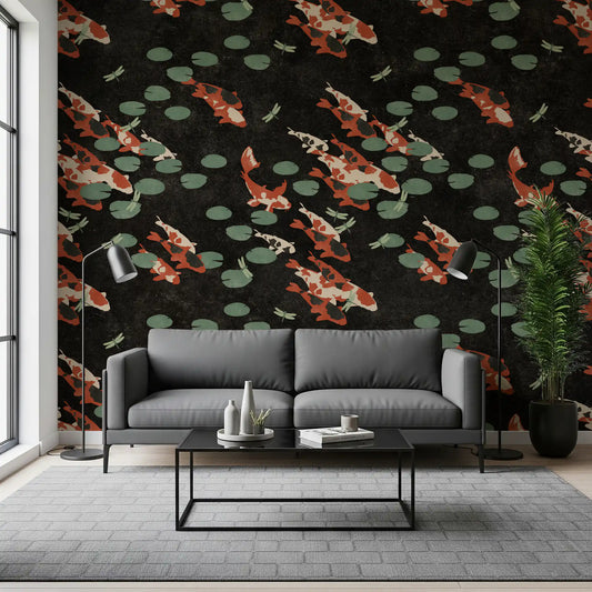 Wandbild Koi-Teich mit Libellen