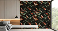 Papier peint mural Étang de carpes koï avec libellules