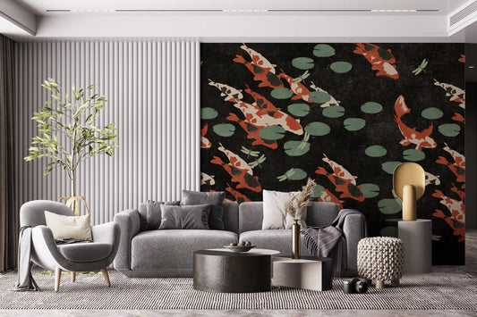 Wandbild Koi-Teich mit Libellen