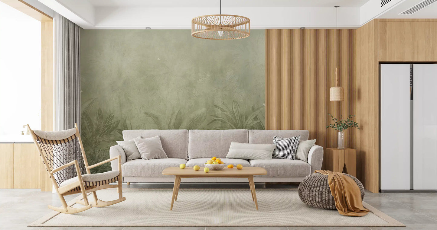 Brumes de la Jungle - Papier Peint Mural Olive