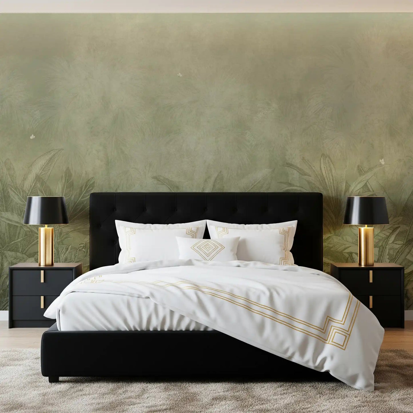 Brumes de la Jungle - Papier Peint Mural Olive