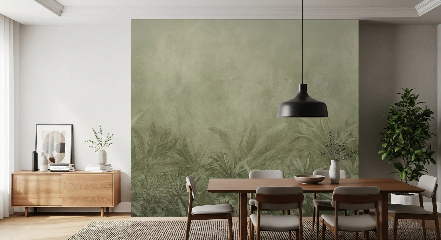 Brumes de la Jungle - Papier Peint Mural Olive