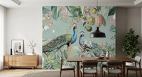 Serene Tropical Peacock Sanctuary Wall Mural