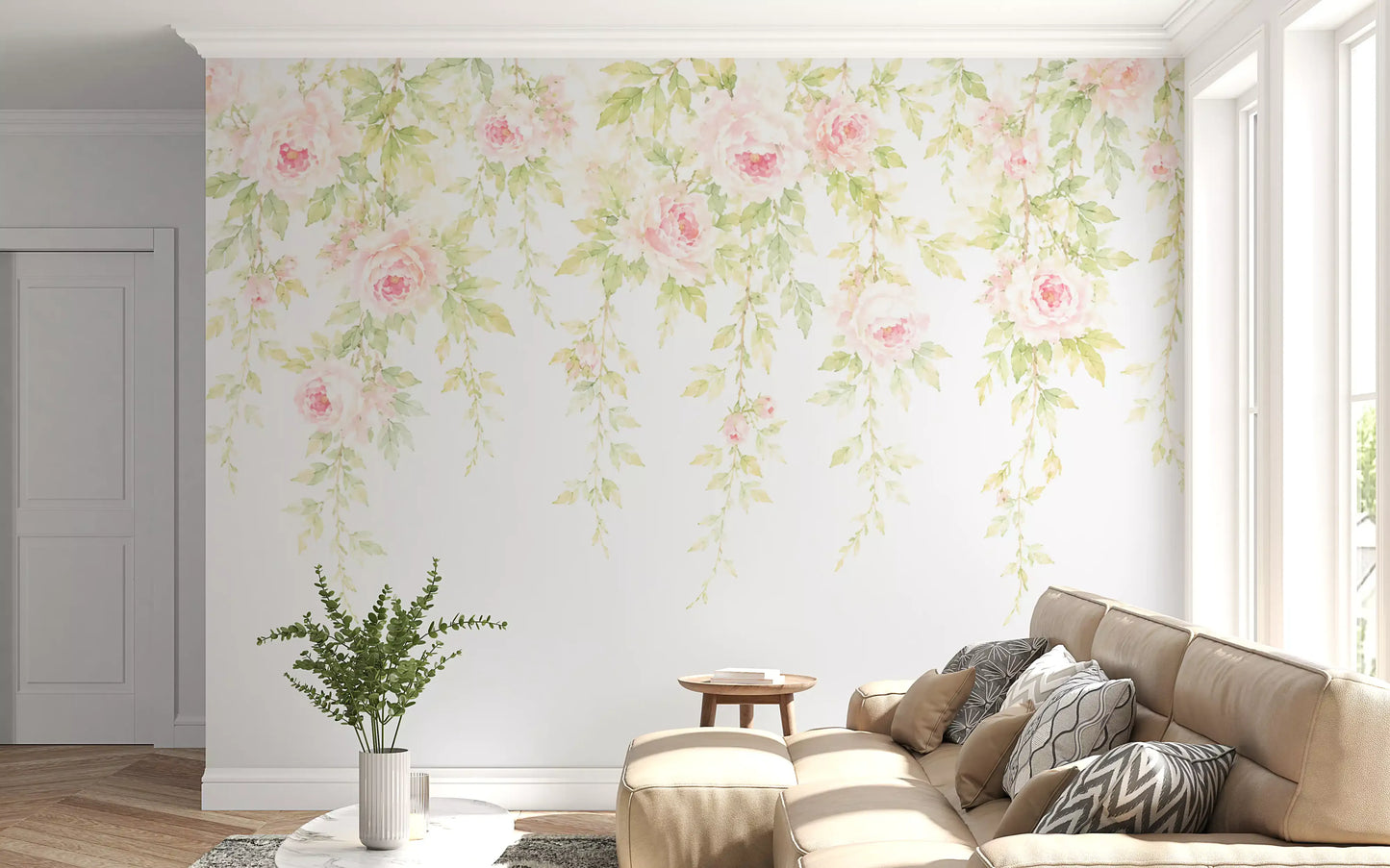 Traumhaftes Pastellblumen-Baldachin-Wandbild
