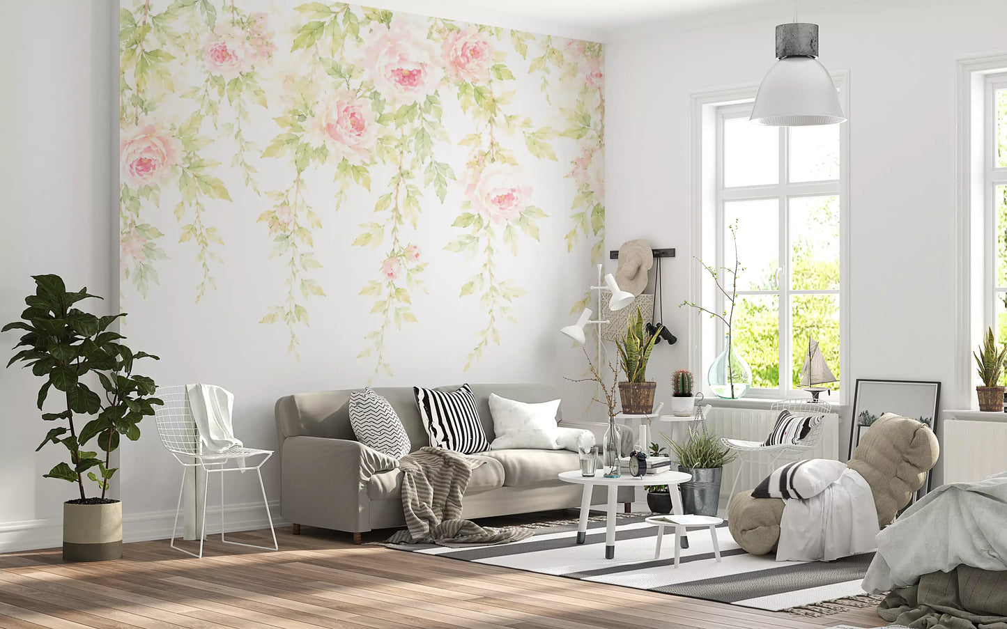 Traumhaftes Pastellblumen-Baldachin-Wandbild