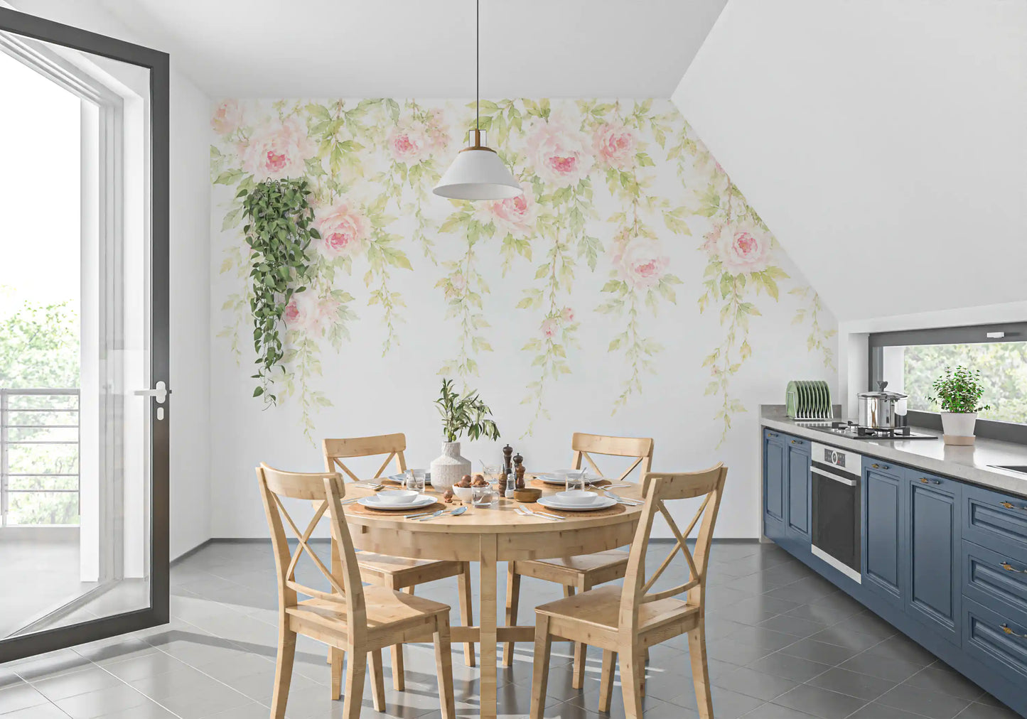 Traumhaftes Pastellblumen-Baldachin-Wandbild