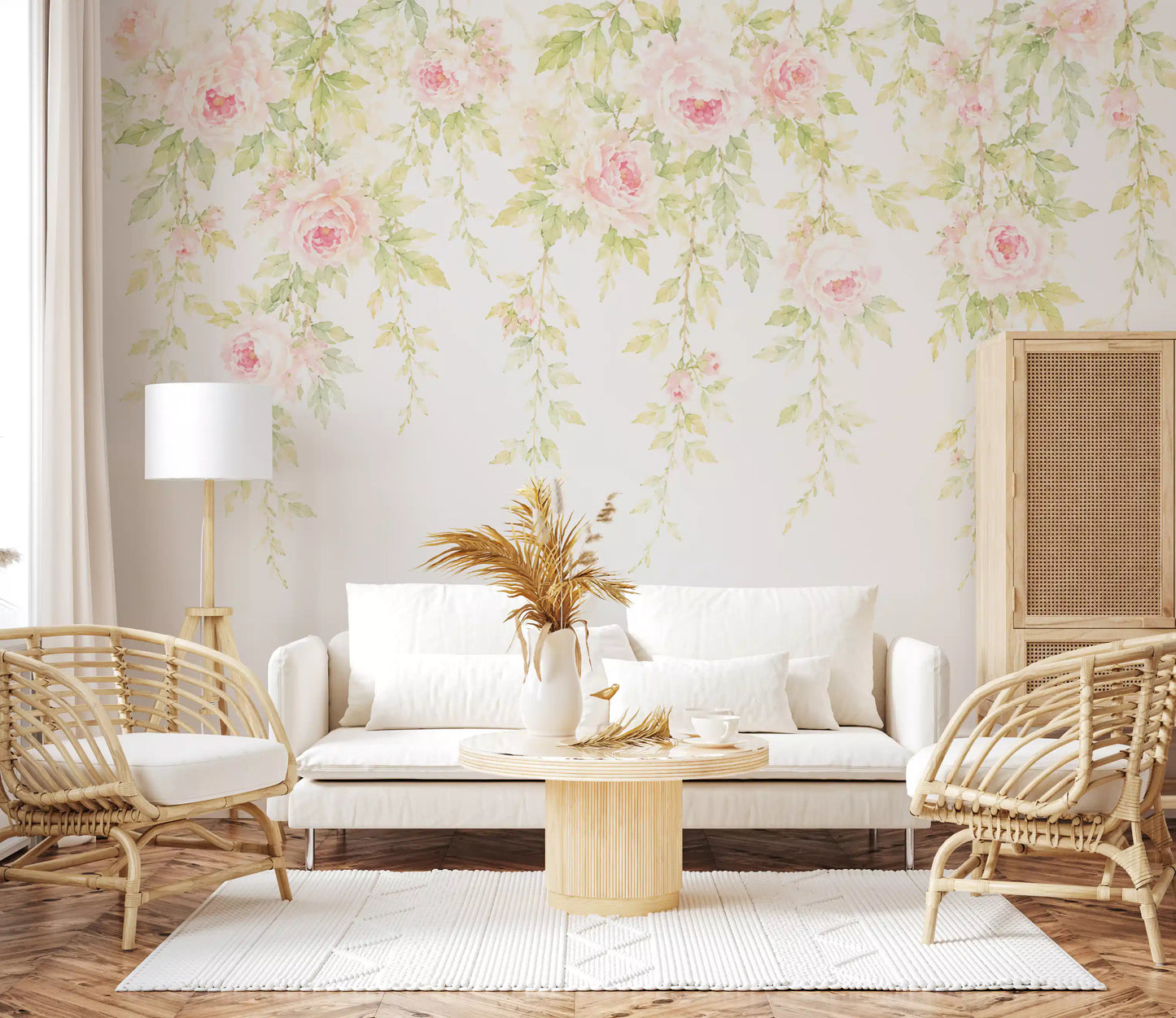 Traumhaftes Pastellblumen-Baldachin-Wandbild